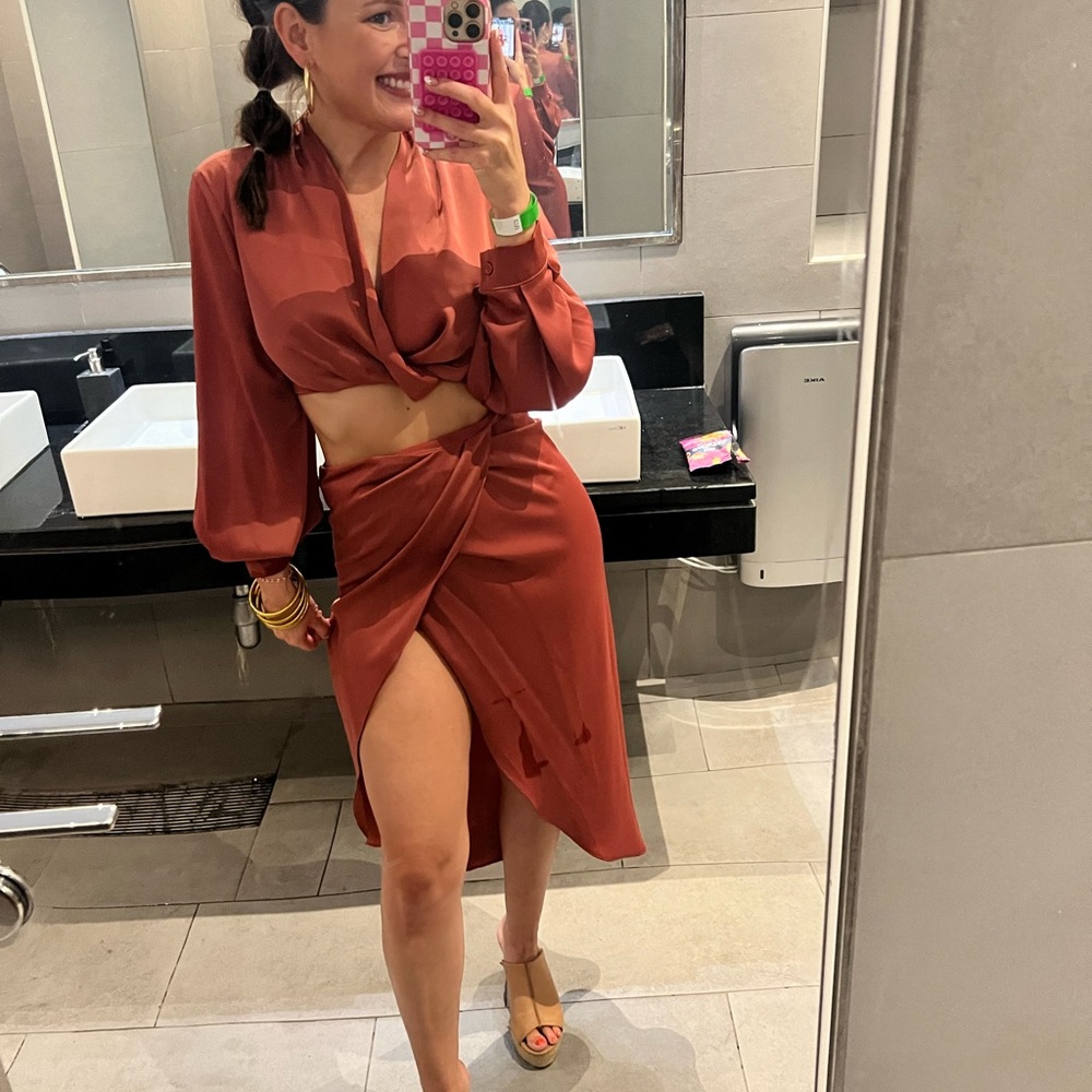 Silk two piece set flowy